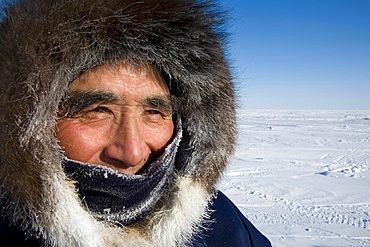 Portrait of elderly man in Gojahaven, an Inuit settlement in the far north of Canada.