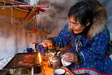 Inside an igloo in Gojahaven, an Inuit settlement in the far north of Canada.