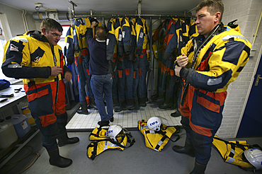 rescue operation by a lifeboat at the northsea