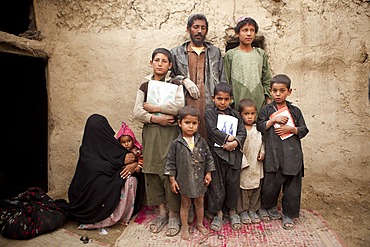 Afghan family living as displaced people in a slum in kabul