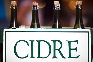 Bottles of cider, Vannes, department of Morbihan, region of Brittany, France