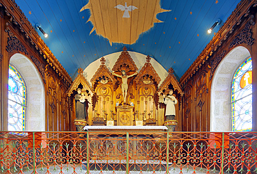 Interior of the Chapel of the True Cross, town of La Vraie Croix, departament of Morbihan, region of Brittany, France