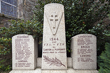 World War II Memorial, town of Pluvigner, departement of Morbihan, Brittany, France