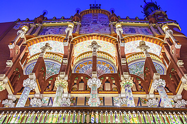 Palau de la Musica Catalana,facade, by Lluis Domenech i Montaner, Barcelona, Spain