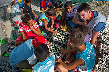 Children activities to celebrate in Kara Tebe refugee camp where 1000 Syrian refugees are housed.