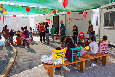 Children activities to celebrate in Kara Tebe refugee camp where 1000 Syrian refugees are housed.