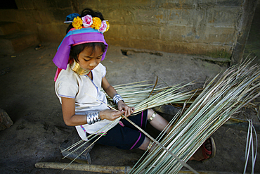 Life of a young girl of the Longneck tribe in Myanmar