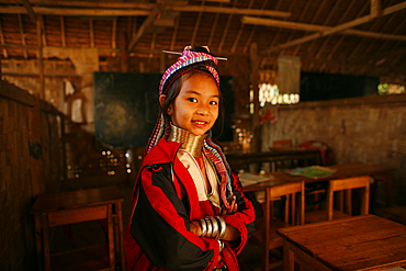 Life of a young girl of the Longneck tribe in Myanmar