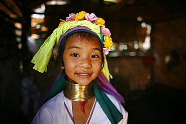 Life of a young girl of the Longneck tribe in Myanmar