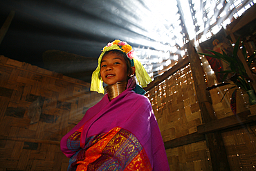 Life of a young girl of the Longneck tribe in Myanmar