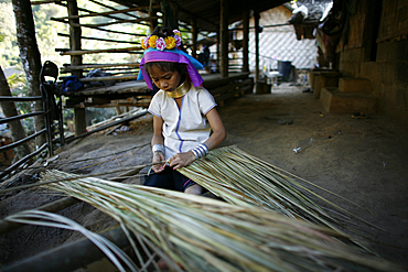 Life of a young girl of the Longneck tribe in Myanmar