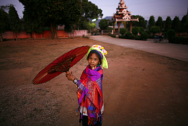 Life of a young girl of the Longneck tribe in Myanmar