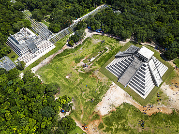 Aerial view of Mayan Ruin of Chichen Itza Archaeological Site Yucatan Peninsula, Quintana Roo, Caribbean Coast, Mexico