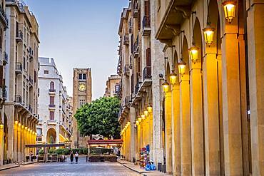 El Omari Mosque street, in background El Nejmeh square or Star square, Downtown, Beirut, Lebanon