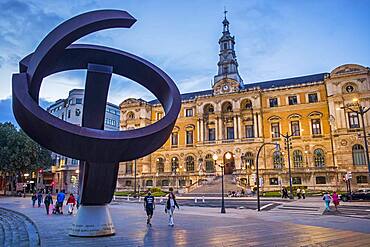 `Variante ovoide de desocupación de la esfera´ by Jorge Oteiza, and town hall , Bilbao, Spain