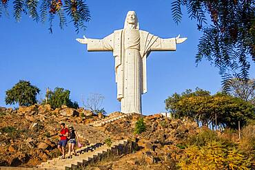 Torists, Largest statue of Jesus Christ in the world, the Cristo de la Concordia in Cochabamba, Bolivia