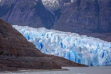 Detail, Grey Glacier, in Grey Lake, Torres del Paine national park, Patagonia, Chile