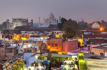 Taj Mahal and roofs of the city, Agra, India