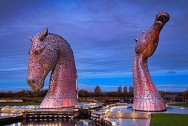 The Kelpies, near Falkirk, Stirlingshire, Scotland, United Kingdom, Europe