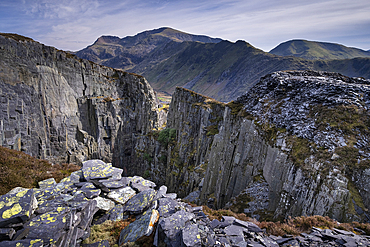 Mount Snowdon (Yr Wyddfa) from Dinorwig Slate Quarry, Snowdonia National Park (Eryri), North Wales, United Kingdom, Europe