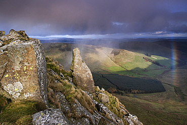 Tomle, Foel Wen and the Cwm Maen Gwynedd valley from Cadair Berwyn, Berwyn Mountains, Denbighshire, North Wales, United Kingdom, Europe