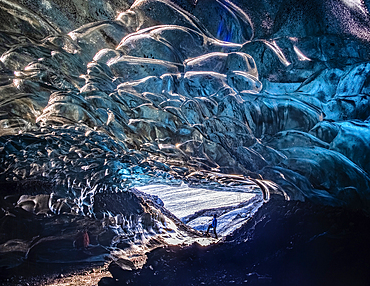 The Sapphire Ice Cave, Breiðamerkurjökull Glacier, Vatnajökull National Park, Iceland, Europe