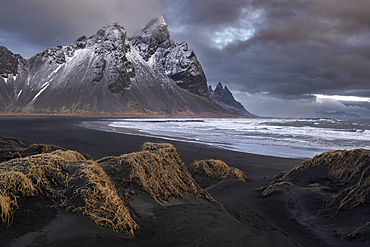 Vestrahorn Mountain and Stokksnes Beach, Stokksnes Peninsula, Southern Iceland, Europe