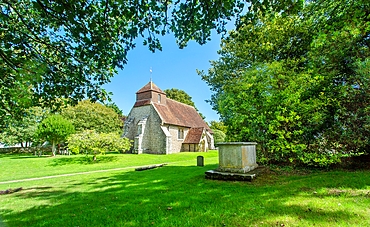 The 11th century Church of St. Mary The Virgin at Friston, South Downs National Park, East Sussex, England, United Kingdom, Europe