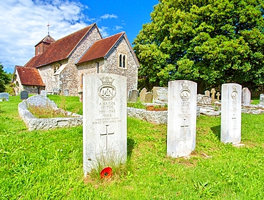 The 11th century Church of St. Mary The Virgin at Friston, South Downs National Park, East Sussex, England, United Kingdom, Europe