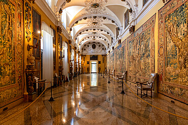 The opulent interior of the Palazzo Borromeo, Isola Bella, Borromean Islands, Lake Maggiore, Stresa, Piedmont, Italian Lakes, Italy, Europe