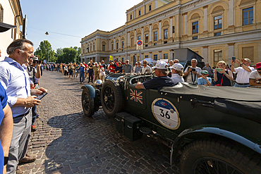 1000 Miglia, parade of historic cars between two wings of the crowd, Novara, Piedmont, Italy, Europe