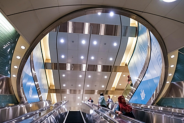 Architectural detail of Grand Central Madison, a commuter rail terminal, beneath the Grand Central Terminal, for the Long Island Rail Road (LIRR) in New York City, United States of America, North America