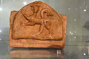 Decorative clay tile with a griffin, 14th-15th century, National Museum, Palace of the Grand Dukes of Lithuania, Vilnius, Lithuania, Europe