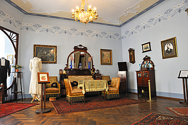 Lounge of the Art Nouveau Museum located in the apartment where the Latvian architect Konstantins Peksens, 1859 to 1928, lived until 1907, Albert Street, UNESCO World Heritage Site, Riga, Latvia, Baltic region, Europe