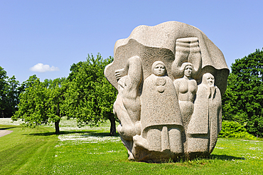 Stone sculpture by Indulis Ranka in the Folk Song park, Turaida Museum Reserve, Sigulda,Gauja National Park, Vidzeme Region ,Latvia ,Baltic region, Europe