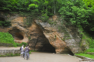 Gutman's Cave on the Gauja River bank in the National Park of Sigulda, Vidzeme Region, Latvia, Baltic region, Europe