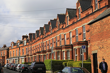 Red brick row of terraced housing, Ranelagh district, city of Dublin, Republic of Ireland, Europe