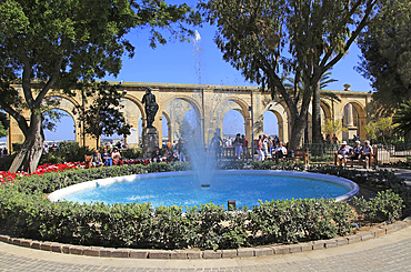 Water fountain in Upper Barrakka Gardens, Valletta, Malta, Mediterranean, Europe