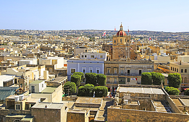 Domed roof of basilica St. George church in town centre of Victoria Rabat, Gozo, Malta, Mediterranean, Europe