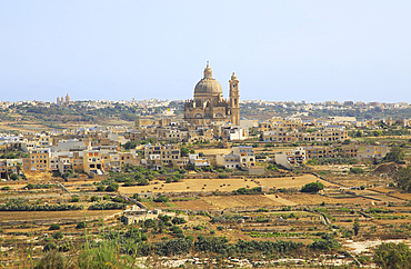 Rotunda domed roof of church of St John the Baptist, village of Xewkija, island of Gozo, Malta, Mediterranean, Europe