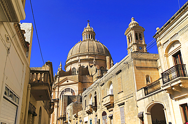 Rotunda domed roof of church of St. John the Baptist, Xewkija, island of Gozo, Malta, Mediterranean, Europe