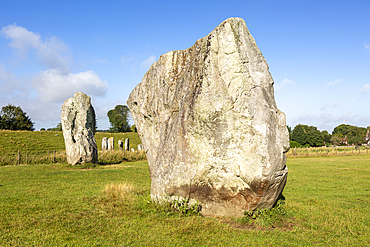 Standing stones in south east quadrant neolithic stone circle henge prehistoric monument, Avebury, UNESCO World Heritage Site, Wiltshire, England, United Kingdom, Europe