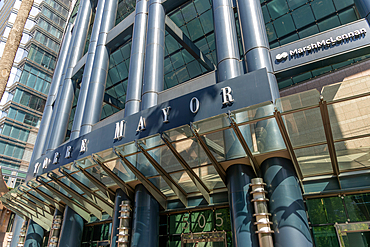 Entrance to Torre Mayor, high-rise office block built 2003, Avenue Paseo de la Reforma, Mexico City, Mexico, North America