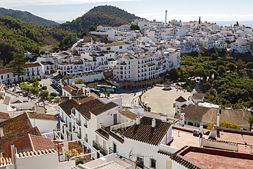 Traditional pueblo blanco whitewashed houses in village of Frigiliana, Axarquia, Andalusia, Spain, Europe