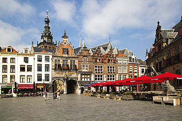 Historic buildings Saint Stephen's church tower, Grote Markt, Nijmegen, Gelderland, Netherlands