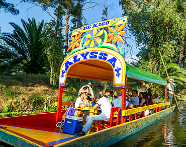 Popular tourist attraction, boating, Xochimiloco, Mexico City, Mexico, North America