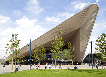 Modern architecture central railway station building, Centraal Station, Rotterdam, Netherlands