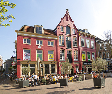 Cafe in historic buildings in central Utrecht, Netherlands