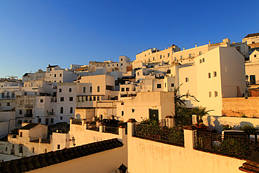 Pueblo blanco historic village whitewashed houses on hillside, Vejer de la Frontera, Cadiz Province, Spain