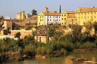 Historic Albolafia Moorish water-wheel on river Rio Guadalquivir, Cordoba, Spain